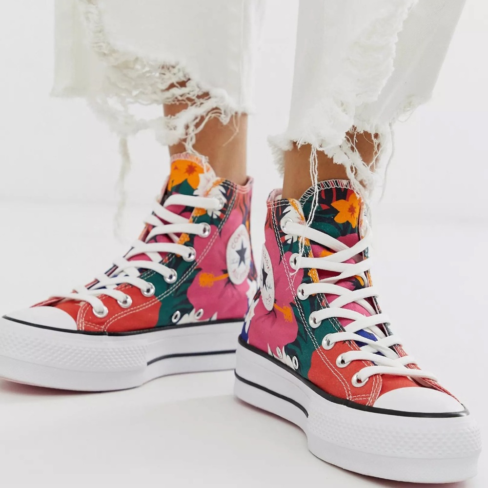 Converse Chuck Taylor Hi platform floral print sneakers